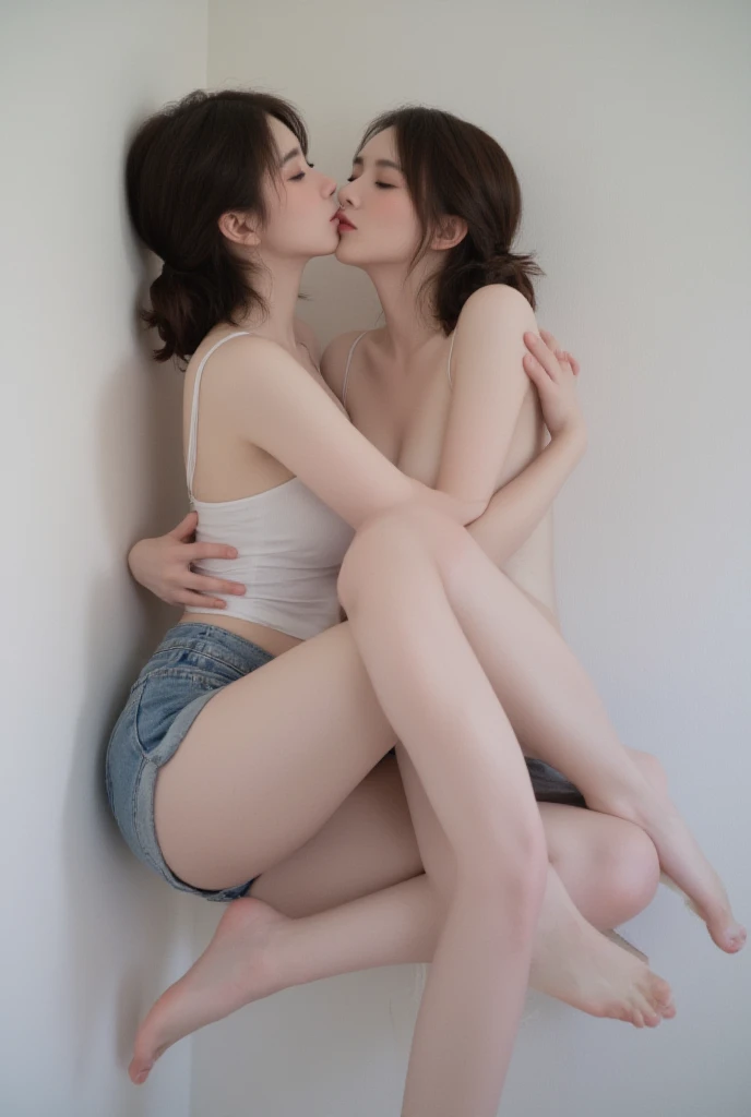 Combines, RAW photogr, best qualtiy: 1.4), japanes, beauitful face, (Real Face: 1.4),beatiful detailed eyes, (realskin: 1.3), Beautiful skins, Attractive, 超A high resolution, Ultra photo realsisim, K HD, the golden ratio, (Detailed face: 1.4) With short black hair,(lean back and open your legs wide:1.5), (Naked:1.5), (NSFW), (show vagina), (20y old), (flat chest:1.5), (hug each other and kissing:1.5), (sex toy,dildo:1.5), office lady, black officeblazer, officeskirt, (pantyhose:1.2), (short buttoneddownshirt:1.2), buttonedupcollarprim, buttoneddowncollarprim, bra, (pantyhose:1.2),