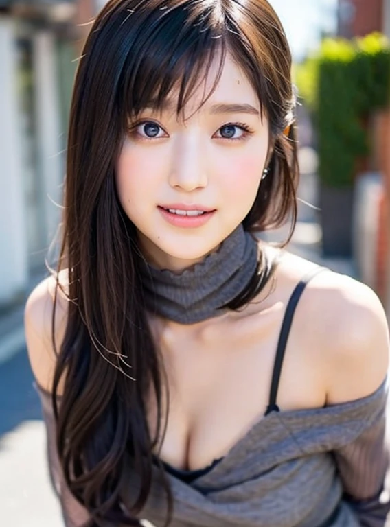 a promotion girl in front of a store, black bikini clothes, colossal tits:1.5, rainy street background, beautiful eyes, beautiful lips, necklace, long black hair, insane quality, detailed skin texture, smiling, 8k, insane details, full body (RAW photos, top quality, realistic, photorealistic: 1.3, professional lighting, masterpiece, very delicate and beautiful, highly detailed, CG, unity, fine details, highly detailed 8k wallpaper, huge file size, super detail, high resolution)