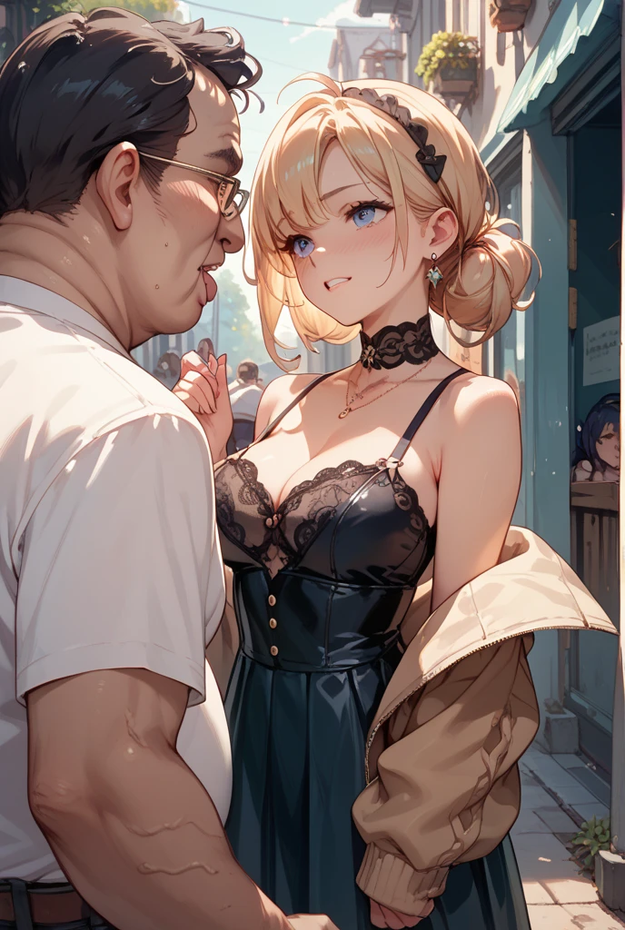 (masterpiece, Highest quality:1.2), Two Women。,One of the women has long blonde hair..、18-year-old、head band、Light brown skin、Large Breasts、thinウエスト、Big Ass、。,The other woman is short., Black Hair.、18-year-old、thin、Small breasts、thinウエスト、Big Ass、。garter belt、Tight Skirt、In a suit