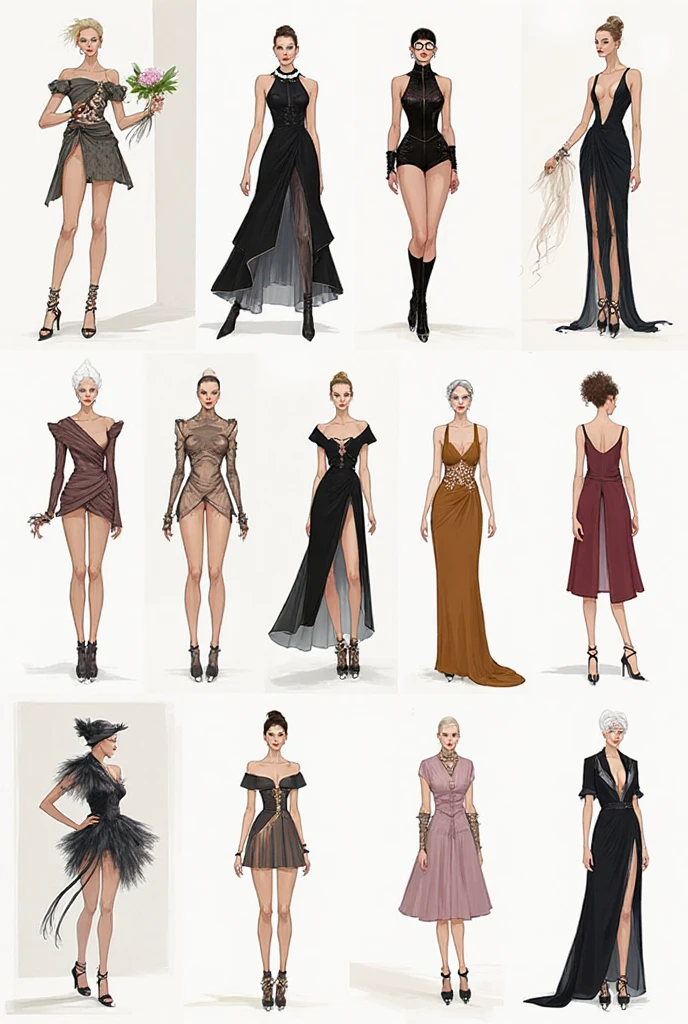 Intriguing full body drawing of a creative aubrey exploring different characters and roles, showcasing diverse range of talent, suitable for concept art or storyboard presentations