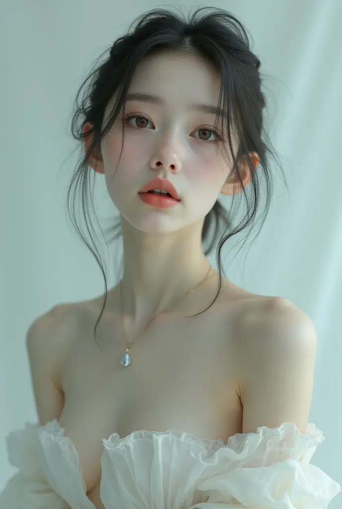 All nude,slim,topless,Model Body Type、Small breasts、choker、Small breasts.UNDERLESS,Upper Body