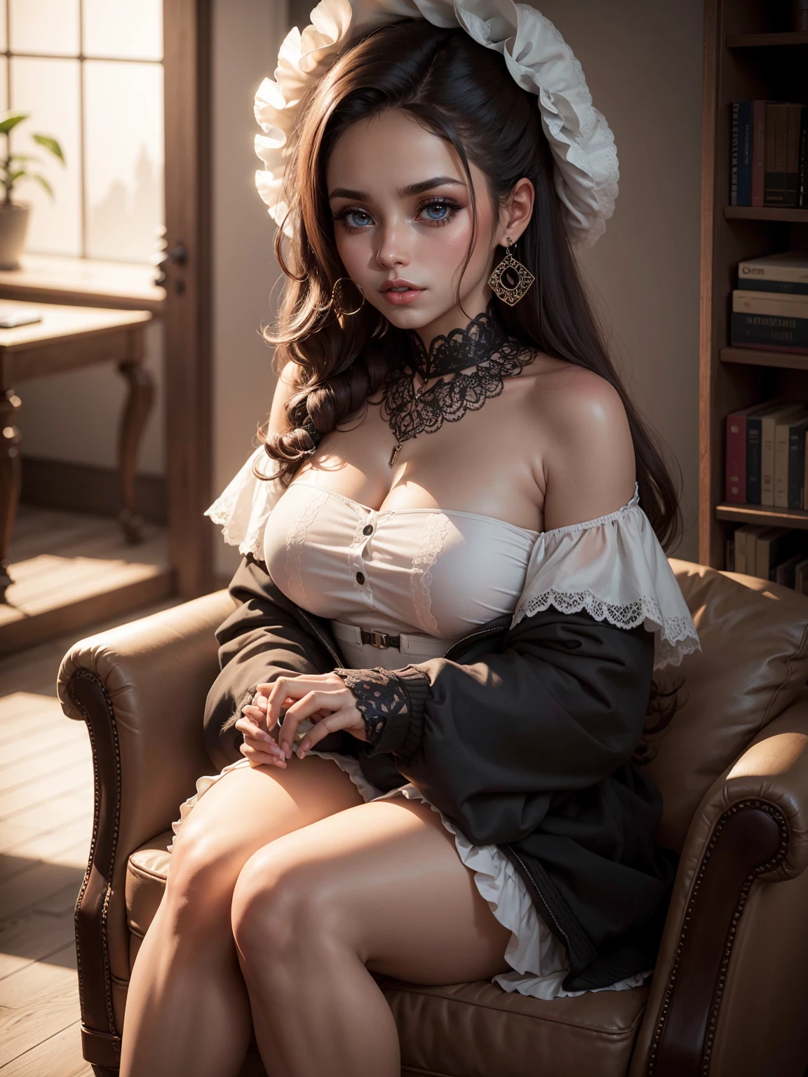 a beautiful gothic woman with dark hair sitting in front of the piano