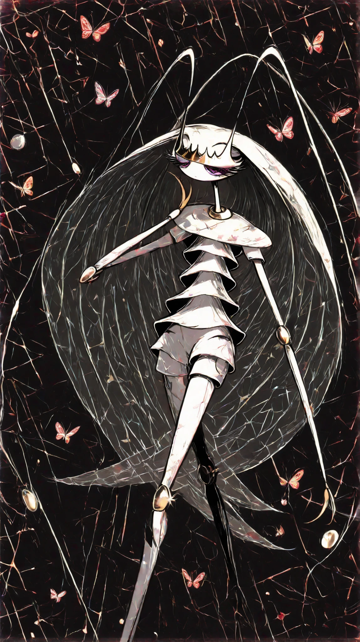 （(Colorful butterflies with gorgeous ornaments and flowers on black background)）,  ((pheromosa)),(harmony of butterfly), Butterfly, intricate digital painting, (mechanical butterfly), highly intricate and colorful, dark but detailed digital art, Highly detailed symmetry, detailed digital artwork, Symmetrical intricate details, plethora of colors，colorful intricate masterpiece,
 （Sticker style：1.5）,(Geometric pattern background:1.5)，frontage、Sticker style,((over view)),(red light particle),