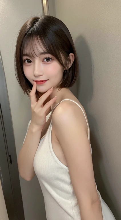 ((top-quality、8K、masterpiece:1.3))、女の子1人、Slender Abs、sofas、hyperdetailed face、A detailed eye、二重まぶた、straight flat chest、tiny chest、small tits、neat college girl、short-hair、Straight bob hair、Shorthair with bangs、A smile、Beautiful girl emphasized slender swimsuit:1.3、a 20 yo woman、
School swimwear