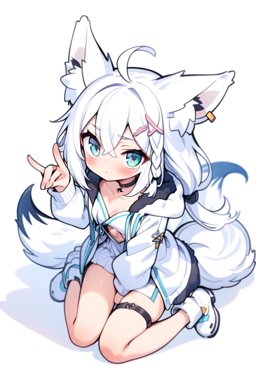 Setsuna, anime, 1girl, best quality, short hair, belt, wolf girl, animal feet