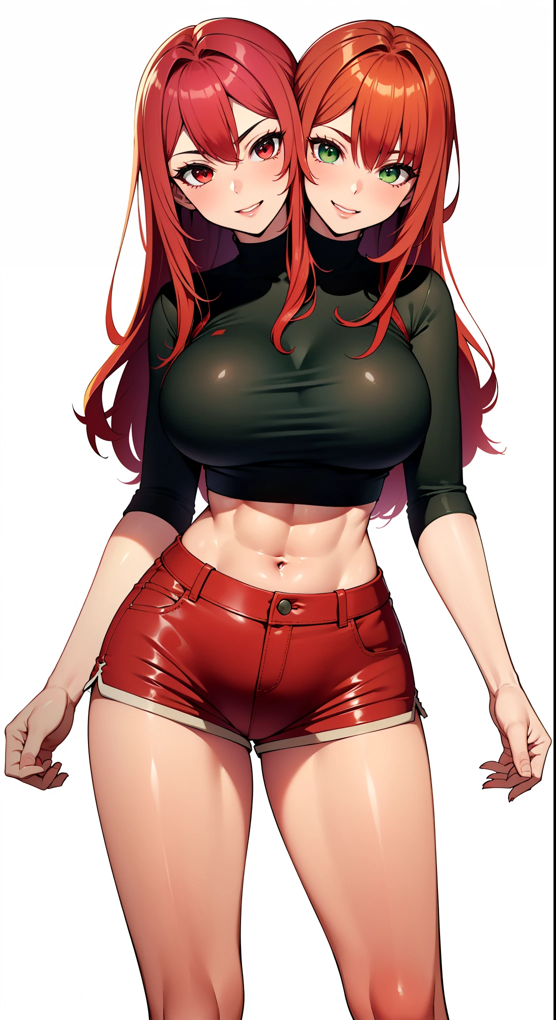 menina adulta, longos cabelos loiros, olhos vermelhos, red dragon horns, tatuagem, espartilho apertado vermelho, mamas abertas, Decote largo e profundo, ombros abertos, belly belly button visible, jeans, Sentado na cadeira, master part, Hiqualidade, 4k, disco Rigido, bom detalhe