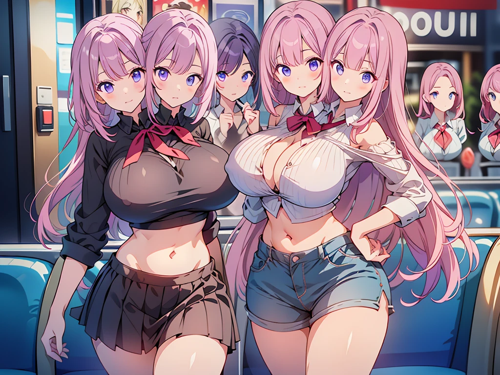(Harem:1.2),4girls,quartet,squad,cowboyshot,pov,beautiful detailed eyes, detailed lips, long eyelashes, bright and vibrant colors, natural lighting,(best quality, 4k, highres), ultra-detailed, soft and smooth texture, no distractions, dreamlike sensation, slight bokeh effect,highlighting her figure,deformed and independented breasts,side by side,Different posing,surrounded by girls,(small breasts:0.5),Attractive girls,longing,(public facility:1.3),pajama party,on small bed