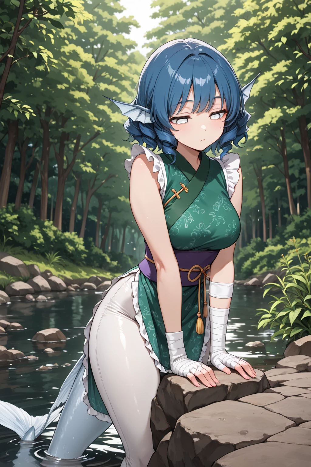 score_9, score_8_up, score_7_up, source_anime, best quality, masterpiece, official art, absurdres, highres, ultra-detailed,waifu2x,Collection: Slice of Life,break,japanese monster, youkai, 1girl, dororo, black hair, ponytail, choker, black eyes, bandages, wrist wrap, ankle wrap, (nipple:0.6), very sweat, (wavy mouth:0.5), (yawn:0.3),saliva, blush, gangbang, vaginal sex, clothed sex, rape, intense sex, big penis, (stomach bulge:0.4),twitching penis, pussy, pussy juice, sexual climax, trembling, female orgasm, forced orgasm,intense orgasm, heavy breathing, motion blur, motion lines, cum, creampie, facial, bukkake, sound effects, spoken heart, outdoors, wind,break,(clear line illustration:1.2), super detailed skin,very high resolution, very aesthetic, Best sexual lighting powered by famous artist, 8k,cute picture,beauty illustration,photoshop_(medium),,(Detailed Lighting),best anime 8k konachan wallpaper, pixiv contest winner,