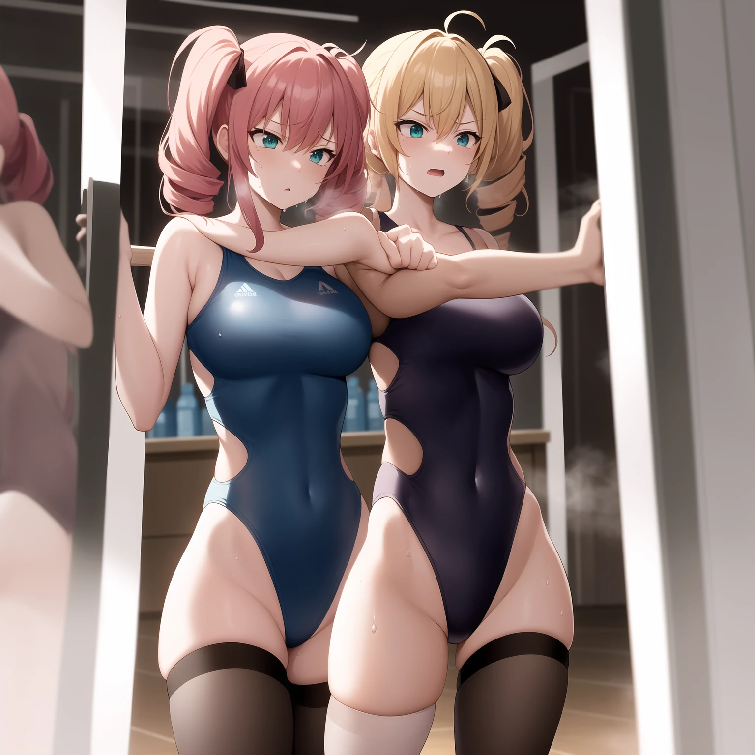 ((nsfw, nude,show off nipple,highest quality,aroused,beautiful busty,beautiful eyes,beautiful face,detailed eyes,beautiful pussy,side-tie panties, huge breasts,masterpiece, High resolution,best quality, masterpiece, high quality, insanely detailed, one girl,bitch)), (((one girl,ichika nakano,cheerleader,))), one-piece , breasts, pantyhose, blush, standing