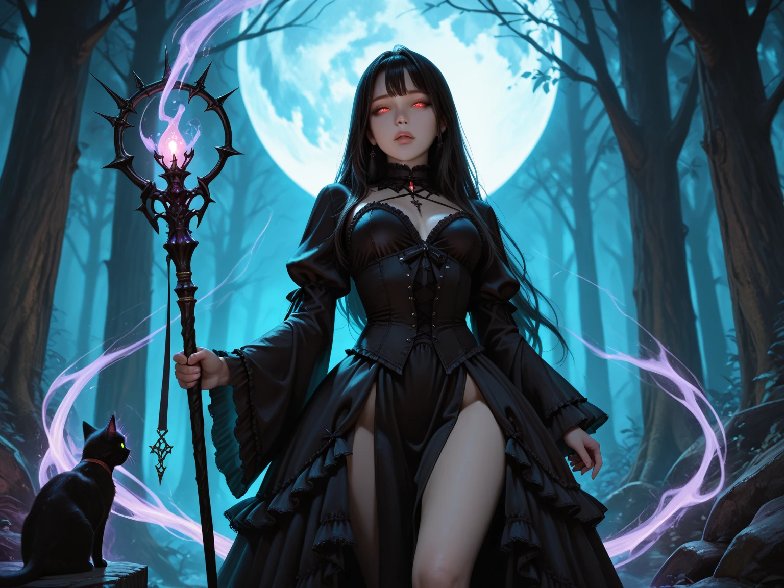 grim reaper, black scythe, robe, absurdres, RAW photo, extremely delicate and beautiful, masterpiece, Best Quality, ultra high resolution, 32k, hyperrealistic, ultra-detailed, detailed description, pale skin, 20 years old, tearful mole, earring, short medium hair, wavy hair, whole body shot,