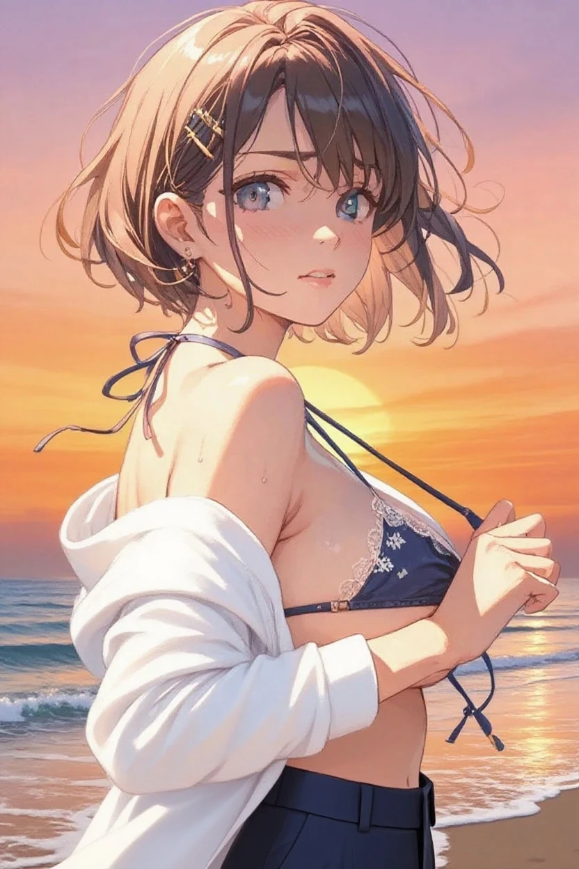 (masterpiece:1.4),(best quality:1.4),(looking at viewer),
upper body,
curious face,
pantyhose,
outdoors,
sunset,
girl,
summer,
medeum breasts,
(natural wavy:0.8),
Slicked-back,
(ivory theme),