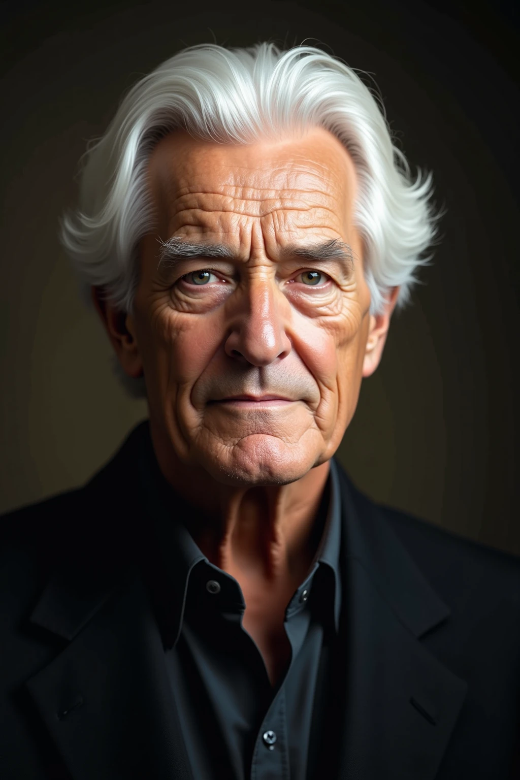 A handsome picture with white hair and white hair