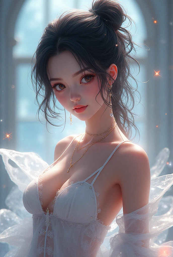 extremely high-quality,1girl,sparkling elegant medium haired abstract beauty,evening_gown,<lora:lbc_ST_Evening_gown:1>,