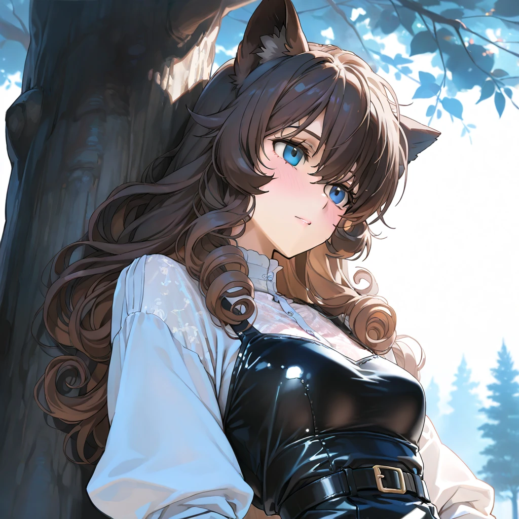 {{masterpiece}}, highres, 1girl, small body, dark brown hair, red highlights in hair, long hair, wavy hair, black headband:1.5, cat ears, cute face, red eye, blue eye, heterochromia:1.5, steampunk dress:1.7, chibi:1.7, steampunk gloves, happy, small breasts, cleavage, full body, solo, red and black dress, sleeveless, forest background, <hypernet:Toru8pWavenChibi_wavenchibiV10b:0.6>