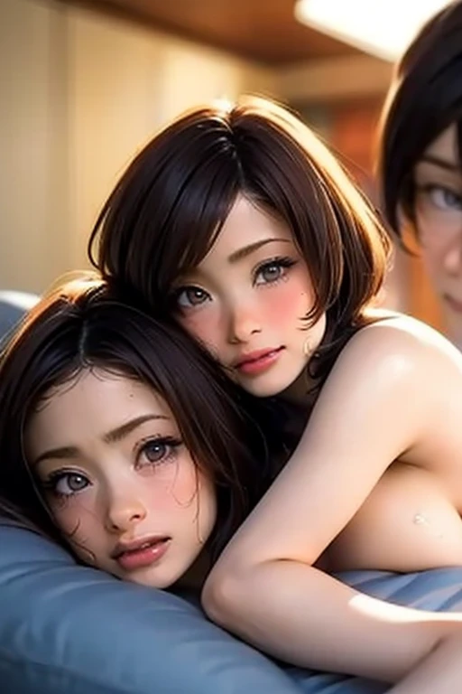 Lesbian couple(Having sex),Summer knit with short hair and white, summer knit, Short hair, short hair with bangs, Cute face girl, Cute little face in portrait, French Bob, pale fair skin!!, short brown hair and large eyes, soft portrait shot 8 k, beautiful light big eyes, Beautiful young girl, Young girl in a bob cut, Top image quality, masutepiece, Notes of Leonardo da Vinci da Vinci, Set against the backdrop of Leonardo da Vinci's manuscripts,See-through gowns,Chest exposed,girl woman hug,time々barechested,Two people kissing.Touching the chest,Kiss on the chest,Licking the nipples,Insert your finger into the crotch,oral sex,Intense oral sex,urinate、Scream,my pussy is dripping wet,masturbation,Vibrator,