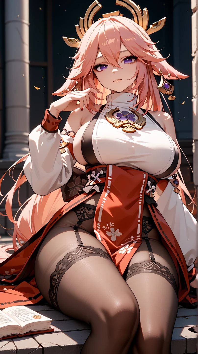 ((masterpiece)), ((best quality)), ((anime profile style)), ((HD 4k)), ((Kirara character)), ((genshin)), ((sweating body)) , girl, female face, happy, ((flushed)), ((dragon horns on head)), smiling, mouth, lips, ((teeth showing)), light skin, ((dragon eyes)), eyelid, Pupil, Sclera, Iris, eyebrow, eyelashes, ear, nose, ((hair in red white colors)), neck, shoulders, ((white shirt)), (thin waist), ((torn pants)), ((belly perfect)), arms, ((thick legs)), ((big thigh)), background scenery, ((in the park)), beautiful day, sun, clouds, beautiful view, ((people out of focus in background)) , viewer's view