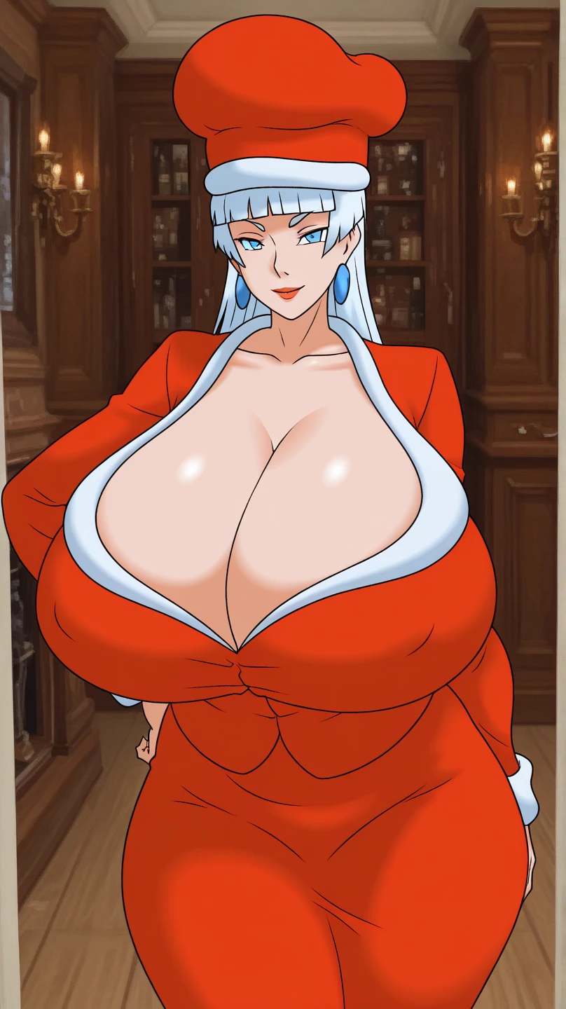 masterpiece, best quality, <lora:DiscreenVision:.65>, discreen vision, 1girl, breasts, shirt, cleavage, jewelry, underwear, grey hair, earrings, japanese clothes, hair bun, bra, blurry, huge breasts, tattoo, makeup, blurry background, single hair bun, lipstick, animal print, mature female, red lips, old, old woman,
