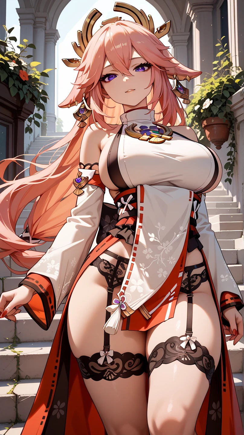 score_9,score_8_up,score_7_up,mole_under_eye, clothing_cutout, yinlin_(wuthering_waves), chinese_clothes, black_hairband, blush, solo, 1girl, white_background, simple_background, bare_shoulders, earrings, large_breasts, sweat, looking_at_viewer, upper_body, hair_stick, (arms behind on back), pussy, panties, wet thin panties, see through panties, on legs, legs together, sittings