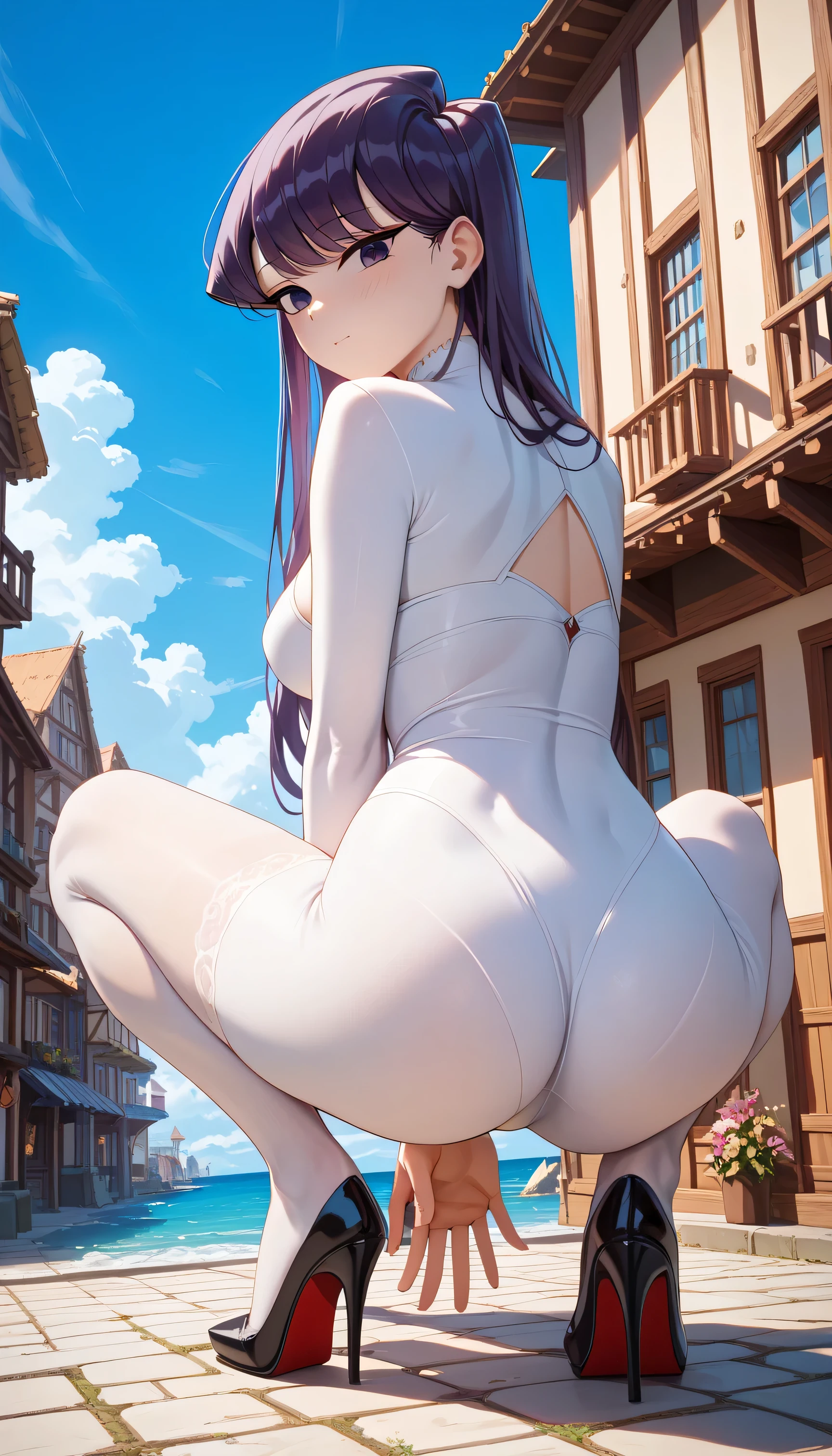 masterpiece, best quality, dorothea, cabbie hat, nude, naked, nipples, pussy, huge breasts, natural breasts, beautiful green eyes, deep green eyes, thighs, <lora:dorothea-nvwls-v2:0.7>, toned,
extremely detailed CG unity 8k wallpaper, best quality,32k ,focus sharp, night sky, night time, destroying a small cathedral, detailed skin, rear view, from behind, spread legs, huge ass, 1girl, solo, sitting, buildingseat, building seat, sitting on a small cathedral, ground view, from below, groundview, low angle, sitting, destroying a small cathedral, looming, perspective , looking back, over the shoulder, seductive smile, narrowed eyes, <lora:giantess:1>, city, giga giantess, gts, giantess destroying a small castle, destruction, rampage, huge craters, ravines, cracks in the ground, earthquake, smoke, fire, destroyed castle, ruins, rubble, debris, crumbling, <lora:ThickerLines_RM-128_v1:0.3>, zoomed out, distant view, full body,