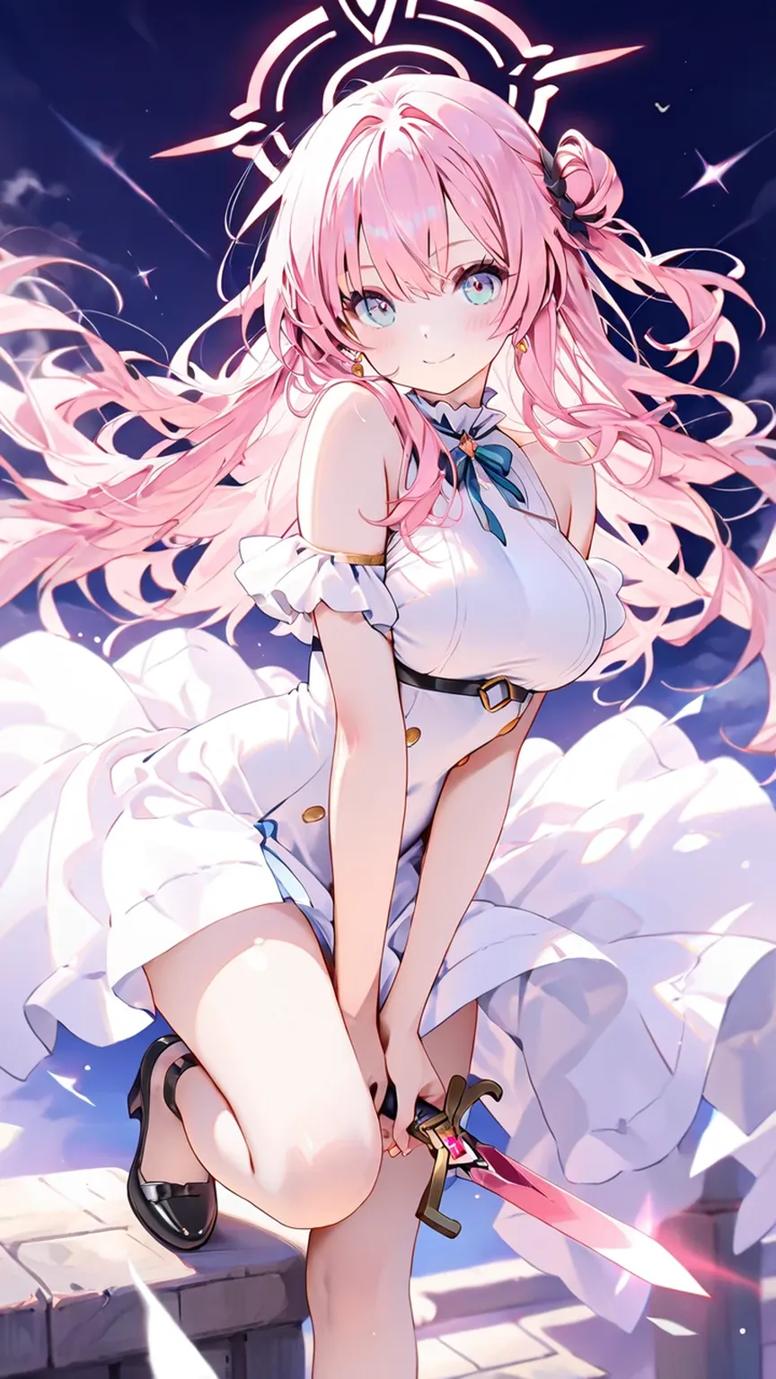 Blue Archives Mika Misono, costume ????, Not edited, big bust, detailed ???????, Detailed ?????????, long flowing hair, ??????, no panties, exposed body, slim body, 5 fingers,Animation Art Style, 8K, 1 woman