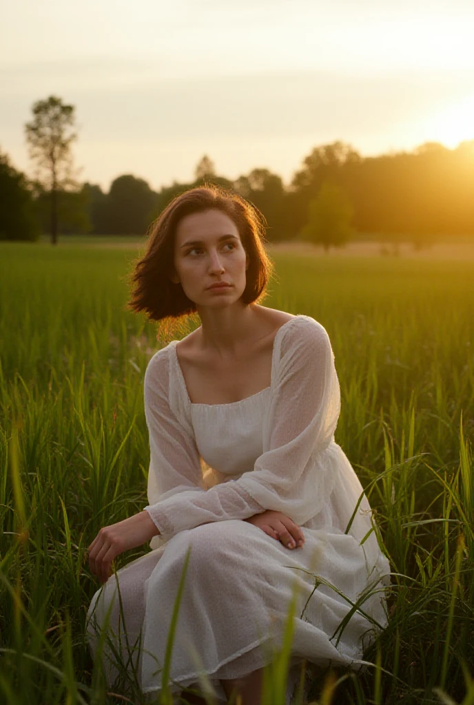 Levine, Konstantin Dmitrievich sad and dreamy in a field 