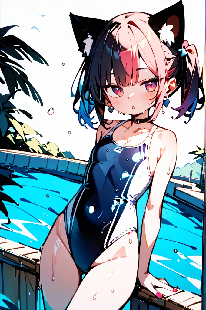 (masterpiece, best quality), 1girl, beautiful face, <lora:OneShoulderOnePieceSwimsuitV1:1> one-shoulder one-piece swimsuit, black one-piece swimsuit