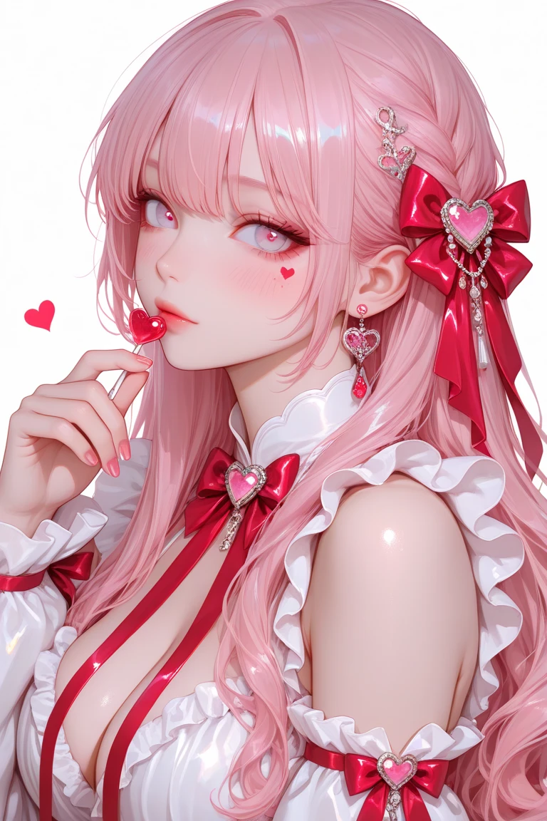 (masterpiece, Highest quality, Highest quality, watercolor (meanwhile), Official Art, beautifully、beautiful, (1.2), (1 Girl: 1.3), (Fractal Art: 1.3), whole body, Heart-shaped pupils, chest, valley, pattern, beautifulピンクの髪, (naked), Pink eyebrows, colorful, write, (Embarrassed face), Adult, Sticking out tongue, Ahegao, Drooling