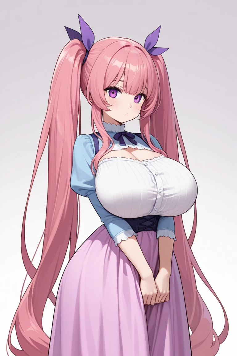 (masterpiece、highest quality、Super detailed)、((One girl))、((Pink Hair))、((Twin tails))、((Light blue eyes))、evil smile、((Grin))、Earrings、((Very large breasts))、((pink babydoll))、Are standing、Cowboy Shot、Bedroom Background
