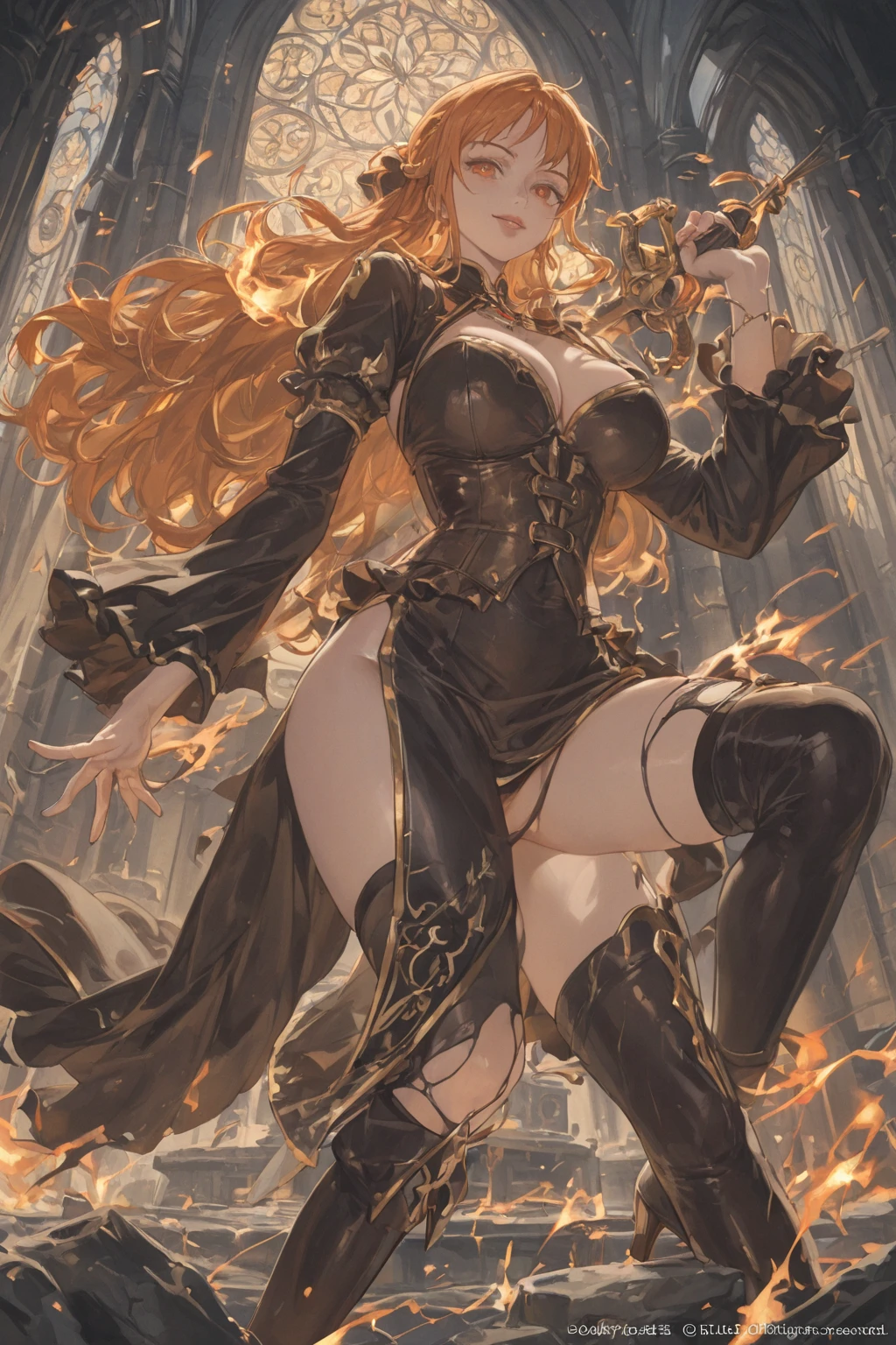 masterpiece), High resolution, (extremely detail), photorealestic, 1 girl, (((very long, curly, kirschrotes Haar, seductive bright red eyes, Big eyes, eyes, cute face, small face, sharp face, beautiful eyes, Blutjung, big legs, thick legs:1.7, insanely narrow waist:1.3, Medium :1.3, Rinse, (Extremely sexy, sexly, sexly, sexly, sexly, sexly)))), ((smooth skin, soft skin, Plump skin, Royal Attire, leotard, bare legs, belt, Queen, walking))