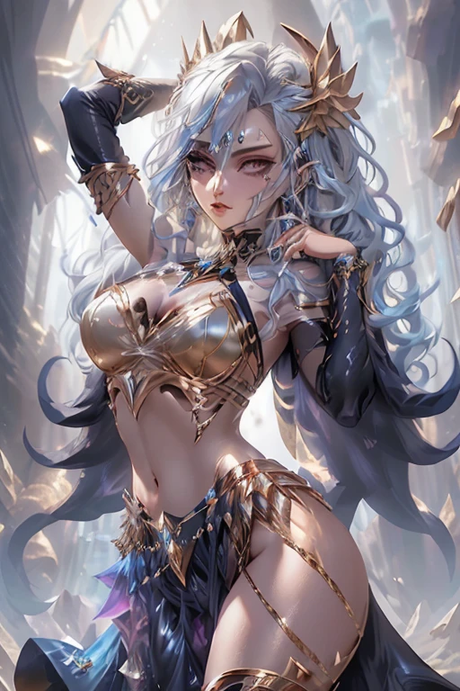 A captivating anime girl gracefully emerges from the pages of a watercolor painting, her vibrant and intricate colors breathing life into the artwork. She wears extraordinary fantasy costumes,Decorated with exquisite details, reflecting the enchanting world she inhabits. Luminescent elements, like glowing crystals and ethereal wisps, surround her, casting a soft, otherworldly glow. The watercolor style imbues the image with a sense of fluidity and delicacy, as if the colors are effortlessly blending and bleeding into one another. Camera shot: Medium Shot, Camera lens: softfocus, Lighting: luminescent glow, watercolor brushstrokes,