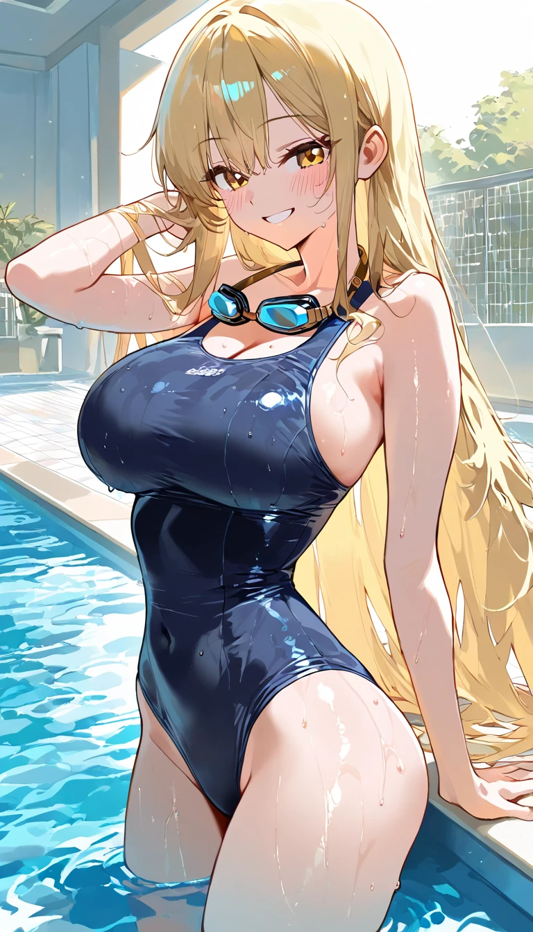 Beautiful perfect legs, Clean and perfect hands,1个Giant Breast Girl,比基尼,nabel,I can see panties,In the middle of the swimming pool,cabelos preto e longos,Full thighs,hand on lips