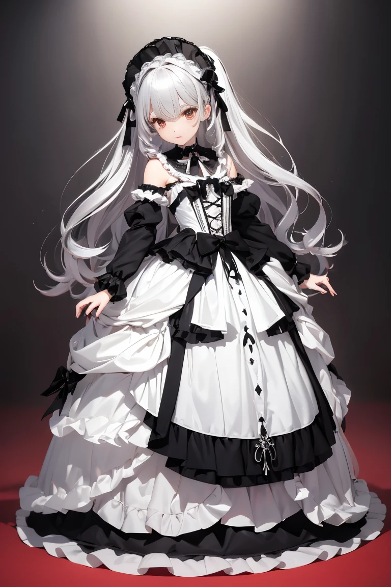 1woman, tall, silver hair, white dress, standing on ground, high res, ultra sharp, 8K, masterpiece