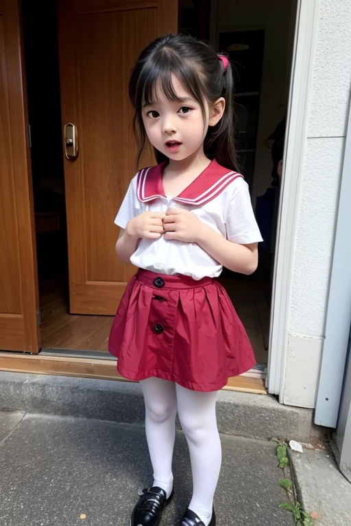 ((Top image quality、8K、​masterpiece：1.3))、Realistic high-quality photos、top-quality、3 year old girl、Entrance Ceremony、Cute formal sailor suit