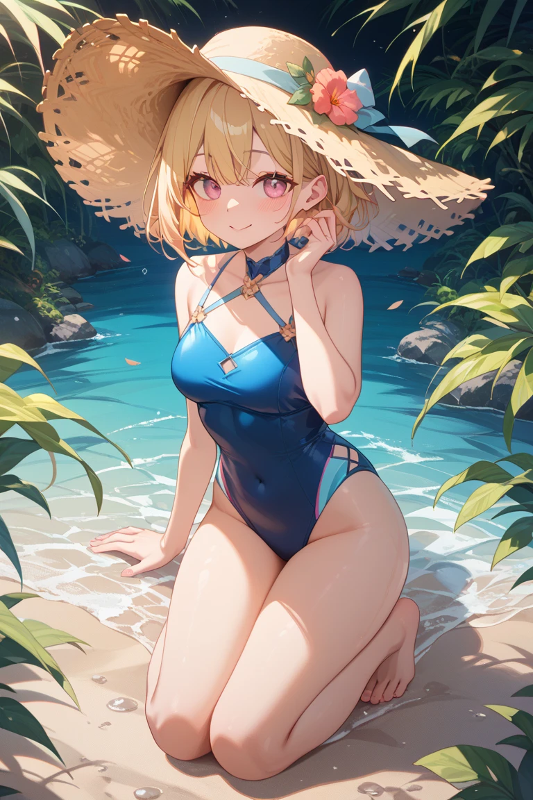 best quality, masterpiece, solo, 1girl, <lora:ryuusui_arumo-10:01>, cow print, bikini, leaning forward, light smile,