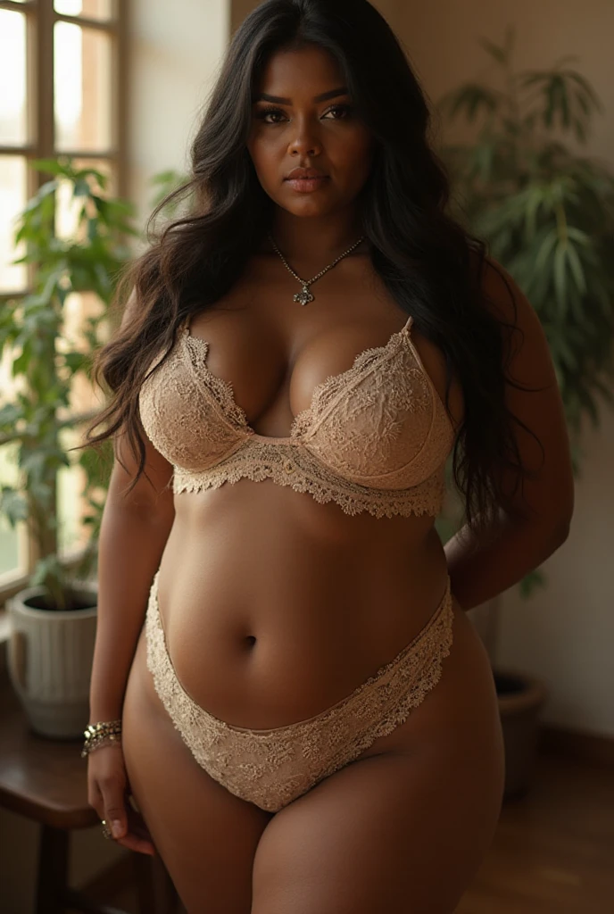 beautiful black and irish gorgeous curvy instagram model, mature 37 years old, caramel skin, vibrant red hair, blue and green eyes, gorgeous facial features, vibrant red body wave hair, standing infront of a white wall background, wearing white and black lingerie and lace stockings, radiant skin, soft lighting, diffused glow, most realistic.