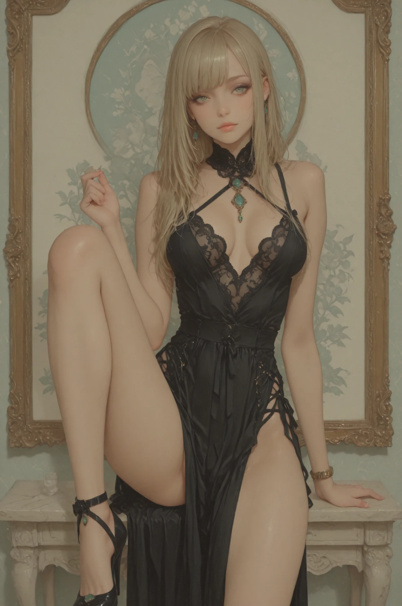 (Detailed illustrations,Very detailed and detailed drawing,Delicate lines with slow and rapid,Realistic texture expression),[Color tressed main line],dim room[prison[Walls and ceilings with exposed bricks that have deteriorated over time]],(japanes(Very Beautiful Little Girl)[14years])silber hair (bony and thin body[morbid]SKINNY),[leather [Bondage Fashion],Vampire,(Fine and beautiful skin expression [Transparency]),[perfect eye details (Iris beautifully drawn in every detail)[Jewel-like eyes]],[long and beautiful eyelashes],[Meticulously drawn hair],(perfect hand details [Beautiful fingers without breakdowns [Beautiful nails]]),(Perfect Anatomy(Perfectly proportioned))[[Full body like]],[Ideal color coordination(Accurate simulation of light-material interactions)],([Precision Detail](detaileds,high-detail)),[[Pale and gentle colors]][Visual art that conveys a sense of narrative] [[Eros in the Natural Body]].