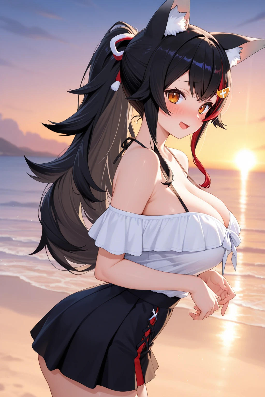 tmasterpiece, Awesome, peeping at the viewer, Realistis, The whole body is in the shot, on the lap, squatt, brunette color hair, long whitr hair, Thorough, large tall, Force real water, White less cloth transparent mini shirt, White transparent thong, beachside, RAWE is very detailed, ahegao, roll eyes, Be red in the face,, Sticky tongue, Vaginal rupture, Leucorrhoea, very Bigger breasts, Grasp your breasts with both hands,spread their legs, sexually arousing, sexual expressio, Glossy glossy skin。Tongue stock,Makeup,cheerfulness,Reflectors,ahegao,Pink eyes,Heart earrings,1,Solo,Female pervert,view the viewer,hair flower,Long hair,multicolored hair,Shiny hair,