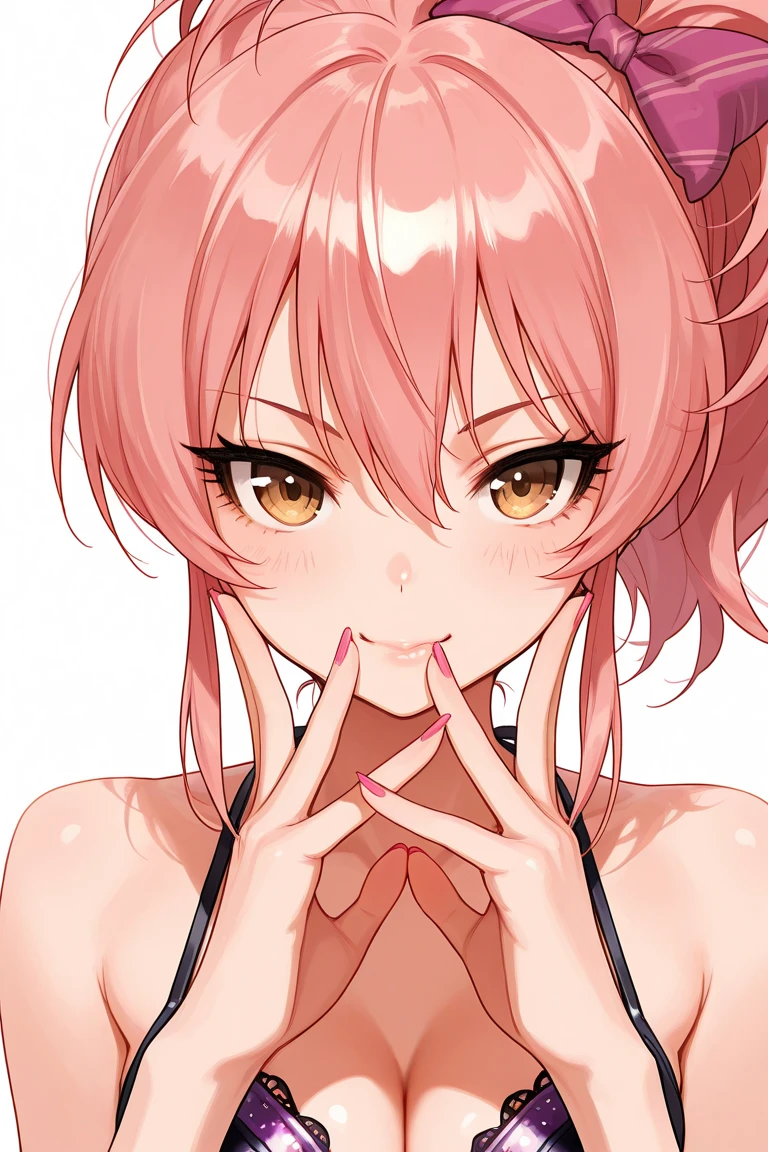 {{{masterpiece}}}, {{{best quality}}}, {{ultra-detailed}}, {illustration}, {{an extremely delicate and beautiful}}, (beautiful detailed eyes:1.6), extremely detailed face, 16k, visual anime de uma jovem mulher, extremamente bonito rosto de anime, anime melhor garota, anime face, NSFW, Yuigahama Yui (Oregairu), cute face, (short hair:1.5), (single side bun:1.5), (hair between eyes:1.5), pink hair, (red eyes:1.5), big breasts, BREAK, NSFW, 1boy, 1penis, deepthroat,(fellatio:1.5), girl eating penis, face stained, sucking penis, face focus, cum on hair, (bust shot:1.3), pov crotch