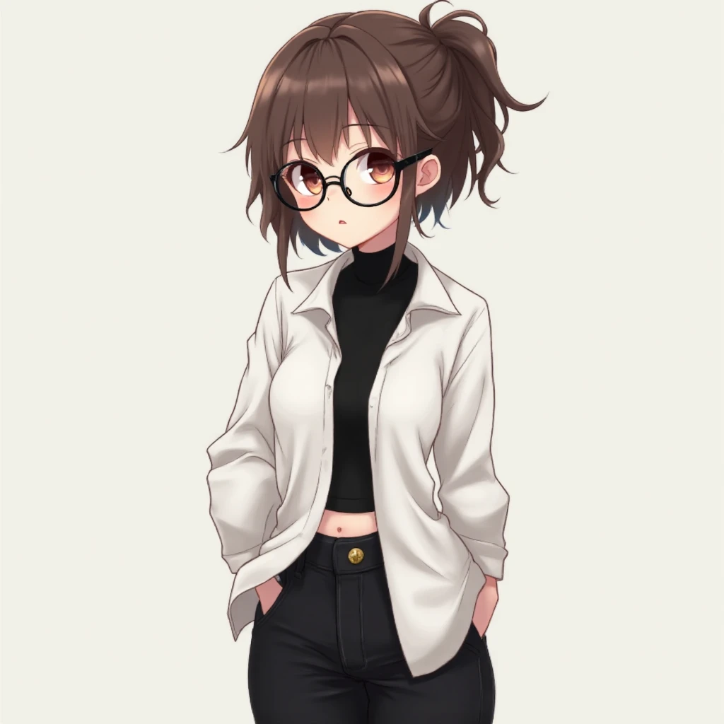 One Woman,Downer,older sister,Concept Art,Dark brown hair,Straight hair with slight inward curls,Staring eyes,Eye Ridge,black eye,Crossed bangs,whole body,smile,Larger breasts,Gray background,Bangs that reach down to the eyes,Messy hair,Tight dark jeans,Gray turtleneck sweater,Multiple views of the same character,Character Design,Dark circles under the eyes,Bad look,Listless,Sloppy,Silver Jewelry,Cafe staff,whole bodyCharacter Design,Detailed hands,Height: 170cm,boots,fleshy,