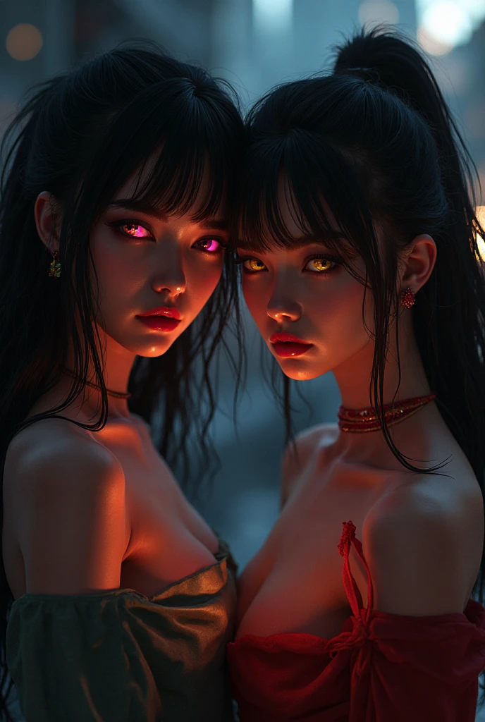 (NSFW:-0.95), (((nipple:-0.99))), (Acutance:0.85, Ultra-detailed:1.35), (best quality, highres, realistic:1.37), (sexy woman clad in flames:1.2), outfit made of flames, (colorful lights dancing in a blurred background:1.2), detailed gaze, seductive lips, alluring pose, mesmerizing atmosphere