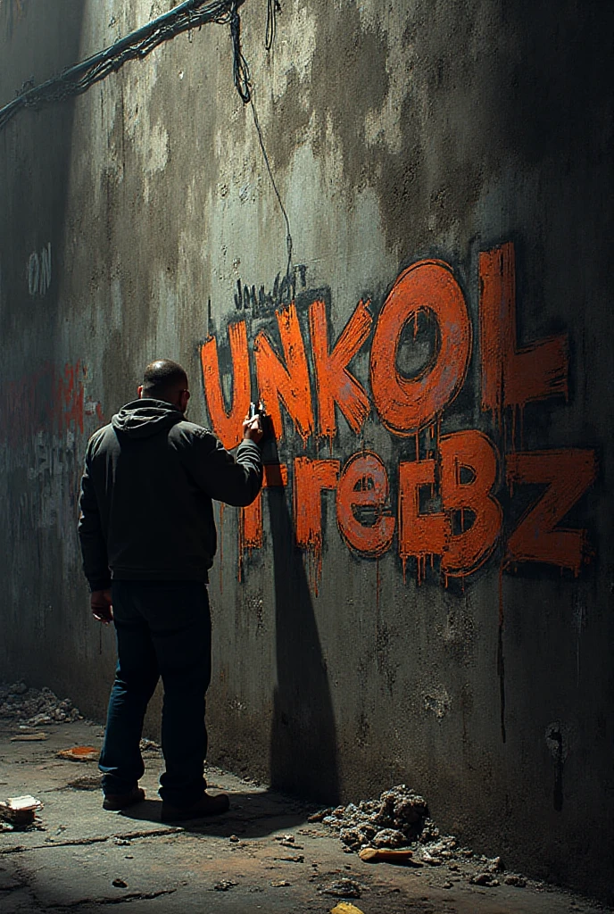 a man with a hoodie holding a black katana