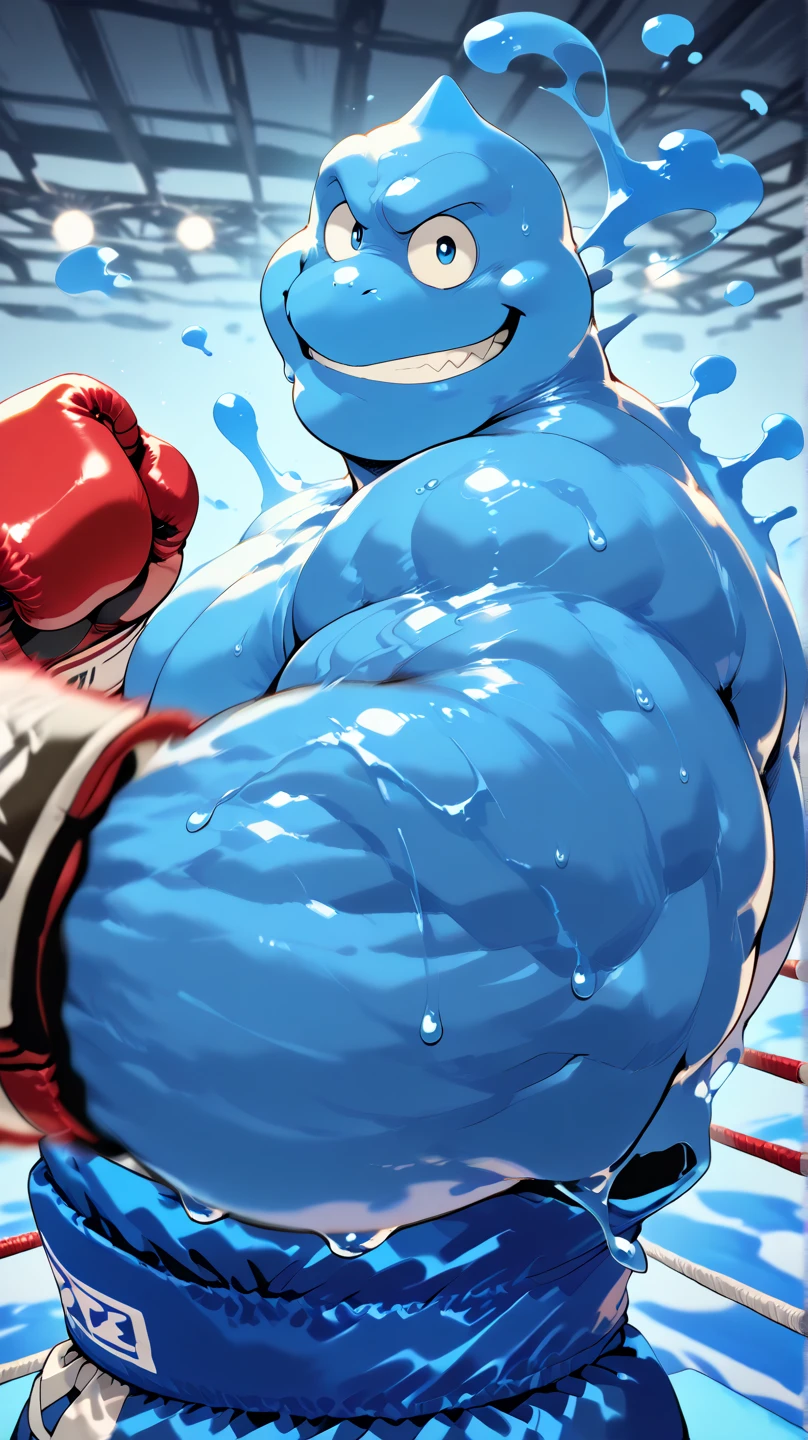 ((solo) full height):1, (anthro) blue dragon, lora, adult, mature, masculine, slim:1.2, skinny:1.2, tall:1, (correct anatomy:1.2), vascular veins, (correct proportions:1.3), topless, (shirtless, bare paws, boxing gloves, black sweatpants), ultradetailed, (by wfa:1.2), (by takemoto_arashi, by vorusuarts, by Traver009:1, by grimfaust:1), natural lighting ((boxing ring):2.4 background), (sweat:1.4, wet:1.6), (lots of sweat flowing down) exhausted, dragon head ((open:1 eyes, detailed):1.2), open mouth (steaming breath:1.2, drooling, dripping saliva, thick drool) tongue sticking out, (serious:1.4) expression), in pain, fallen down, kneeling on one knee:1, one knee up, collapsed