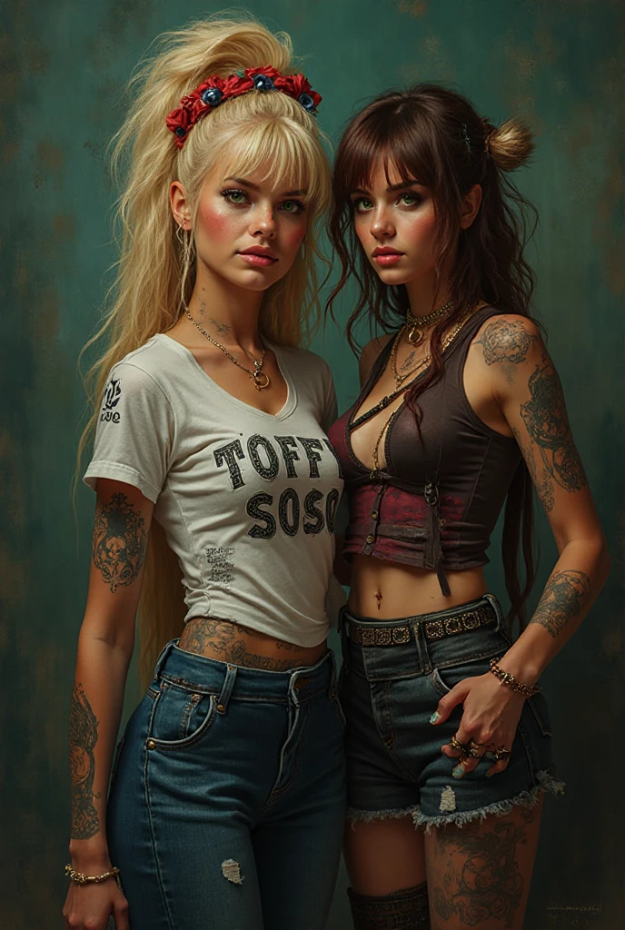 Grunge style for 2 girls,Full body photo,white tube top,rubio,skinny jeans,barefoot,seductive,parts,messy hair,sitting on a couch in a dirty apartment,Comprehensive,analog style,feminine focus,of the highest quality,(Very detailed skin),perfect face,skin pores,(bokeh:0.6),sharp focus,dappled lighting,(backlighting:0.7),film grain,photographed with a Sony A7R IV,18mm F/1.7 cinema lenses,(Very detailed, intricately detailed),8k,HdR,Front view,(full body visible:1.2) . textured,afflicted,ancient,keyed up,punk rock atmosphere,dirty,noisy,
