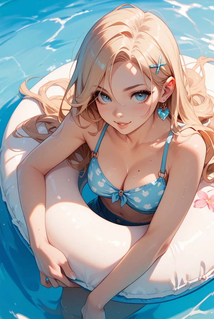 ((Masterpiece)), (Illustration), (((highest quality)), iridescent,
((Beautiful detailed girl)), middle breast, (horse tail),
(delicate and pretty face), Lovestruck, (iridescent eyes),
((floating_hair)),
Gold City \(Umamusume\), pool side, misaligned bra, thong, (reach: 1.2), lying down, from above, open arms, smile, disheveled underwear, heavy breathing, sexual expression invite,(abs, slender figure :1.1), (pool, wet body, wet clothes:1.1), ultra-detailed face, detailed lips, detailed eyes,