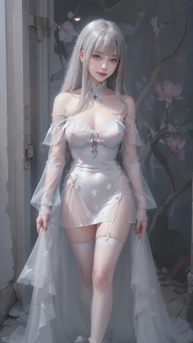 gwen tennyson,tracer,y'shtola rhul,yorha 2b,rebecca chambers,frozen,nier automata,atelier ryza,close up,winter castle,tattoos,white plugsuit,white short sleeve metal top,silver embroidery long white crystal gown dress,upskirt,blue snowflake corset,short hair,princess makeup,glowing green eyes,multicolored silver hair,sexy smile,freckles,beautiful girl,large breasts,stockings,8k,ultra detailed,realistic,fantasy art,crystal armor,feathered armor,winter princess outfit,long dress train,blue snowflake crown,ear piercings,crystal hand and neck jewelry,walking,(weather:snowing),