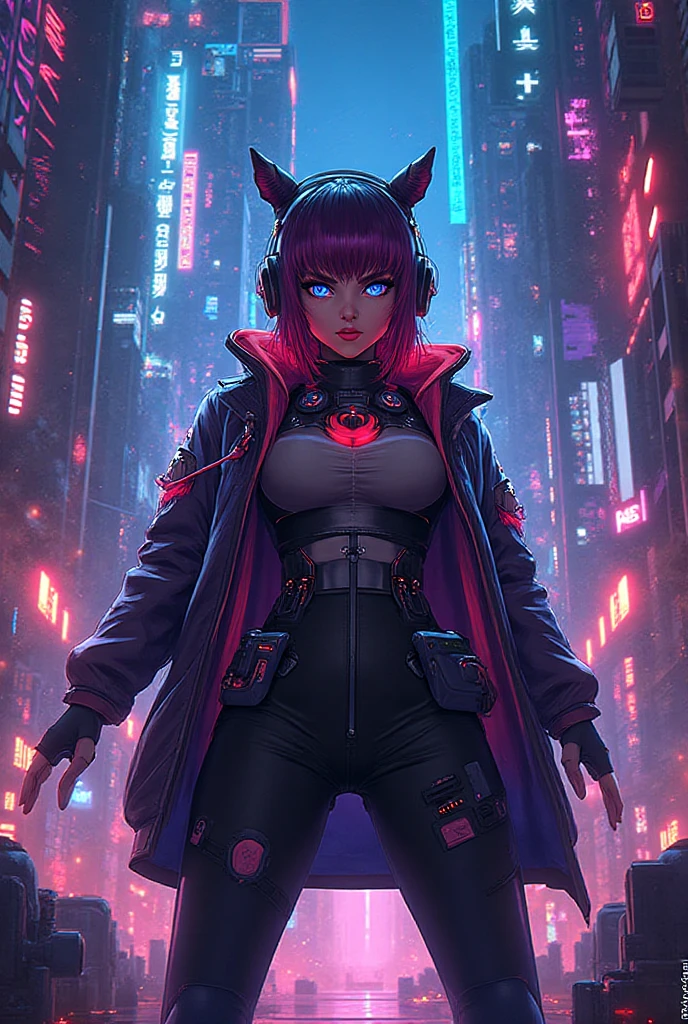 Bad Girl, Fluffy red hair, Tongue sticking out, Tongue spiked, Black nails, Exaggerated rhinestone jacket, Holding a baseball bat, Black and red. Surreal version of a woman kneeling on one knee with sword in hand, very beautiful cyberpunk samurai, anime cyberpunk art, cyberpunk samurai, cyberpunk anime art, cyberpunk anime, cgsociety 9, digital cyberpunk anime art , style by maciej kuciara.1girl, samurai armor , Demon mask helmet, intricate, detailed ornaments, cool colors, metallic, Egyptian details, intricate details, realistic lighting , trending on social cgs, glowing eyes, facing camera, neon details, surreal details, full body portrait, Japanese atmosphere, global illumination, shadows, index rendering octane, 8k, extremely sharp lolita. Cyberpunk city background.