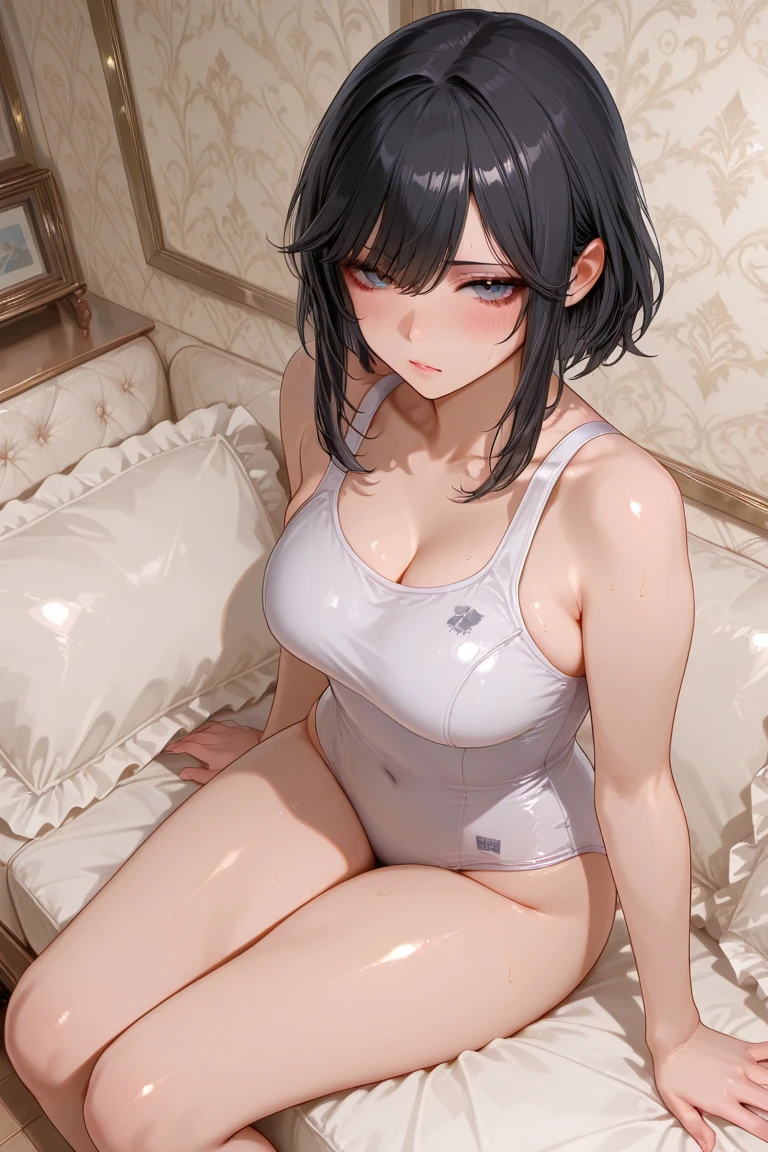 (masterpiece, best quality,extreme detailed beautiful eyes), best illumination, perfect lighting, (1 girl, solo,night, hotel_room:1.3) , <lora:nanasaki_lycoris:0.7>,nanasakiai,nanasaki_ai,
(full body,dynamic angle,dynamic pose,blush,shy:1.2),
(short_hair, large_breasts,collarbone:1.2),competition_swimsuit,one-piece_swimsuit,swimsuit,black_swimsuit