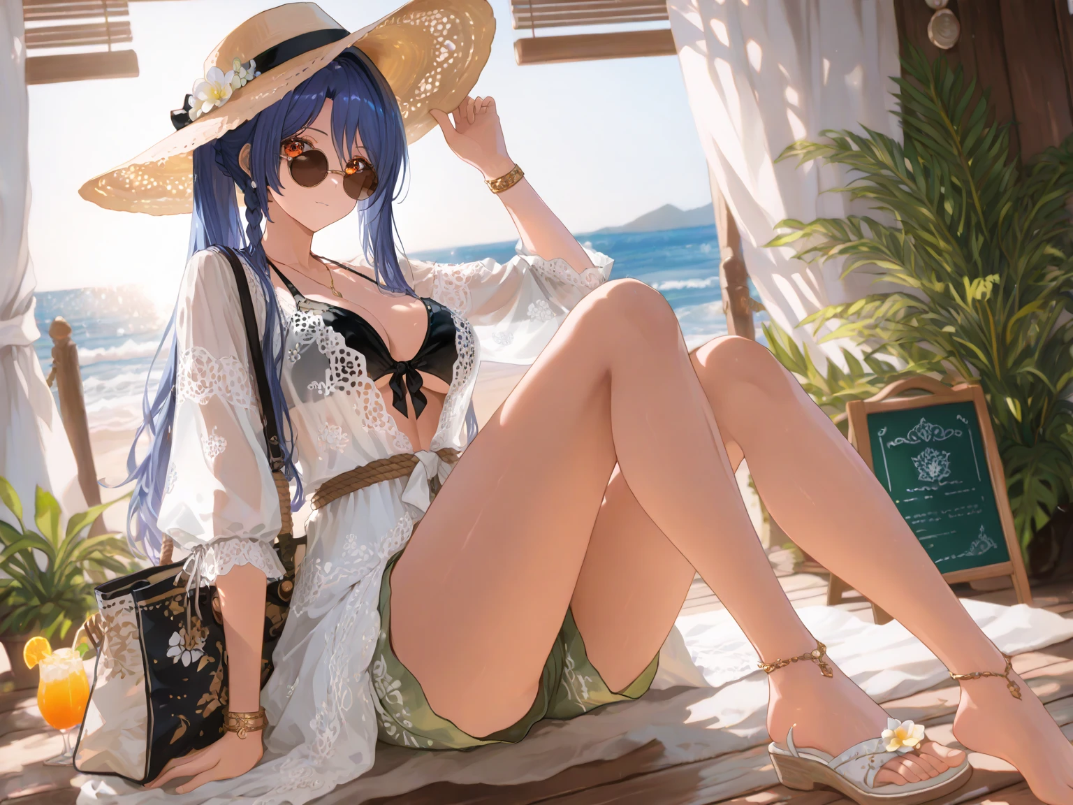 femine,blacksilk,upskirt with,sea beach