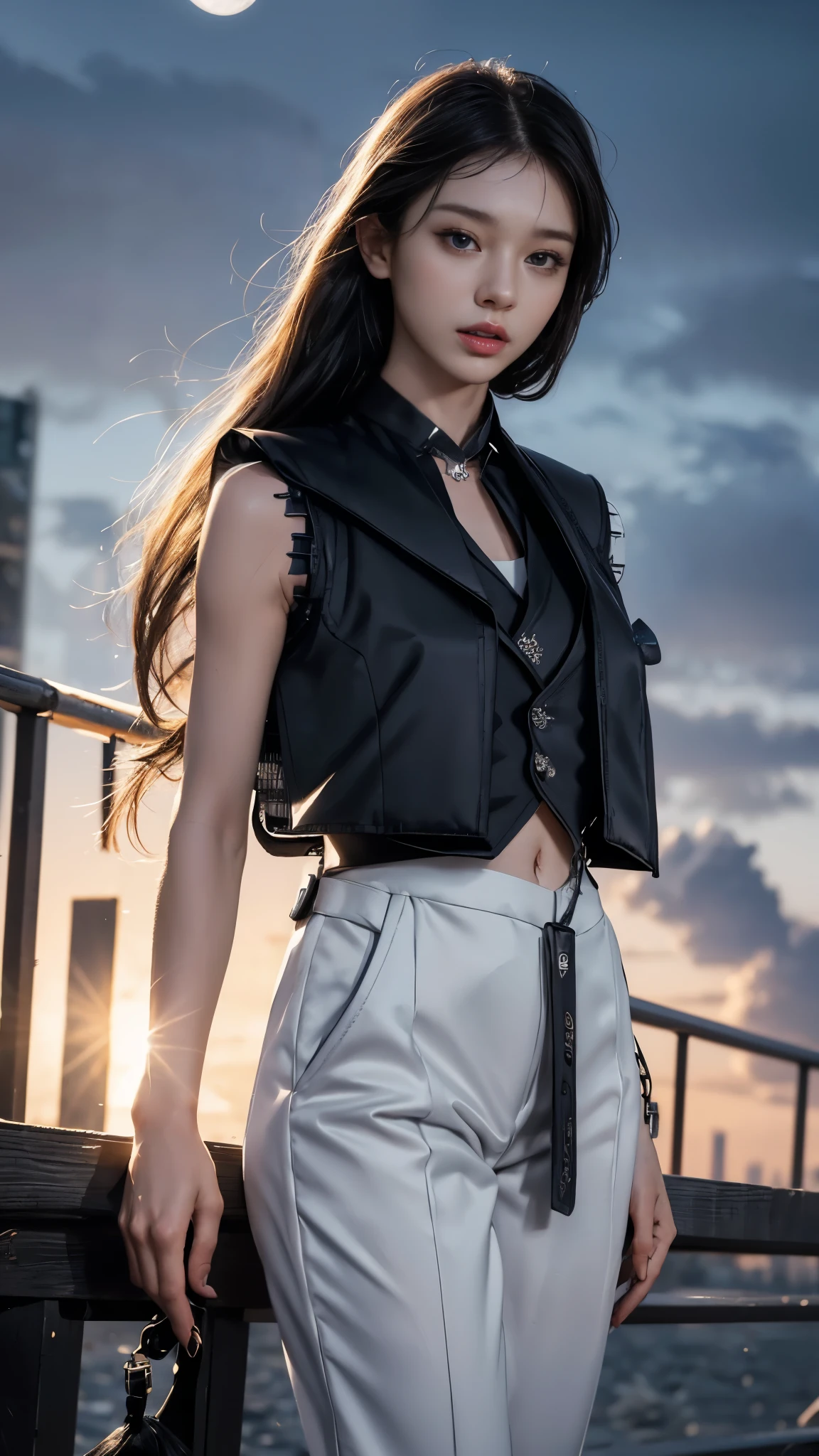 (Ultra HD, Highest quality, High resolution, Hyperrealistic, super beautiful), 24000dpi, Beautiful woman, high school girl, Long Tail, yellow, Headband, Well-formed eyes, Eyesight max, 18-year-old, Alluring, Completely American, perfect body, Big Breasts, Physical Beauty, ((Japanese Sailor Suit:1.5, serafuku, Japanese style )), (((Blue Lightning, hold, Electric Japanese Sword, , Charge Move, Special move position, Iai))), All in one, Absurd, (((Anatomically correct))), whole body