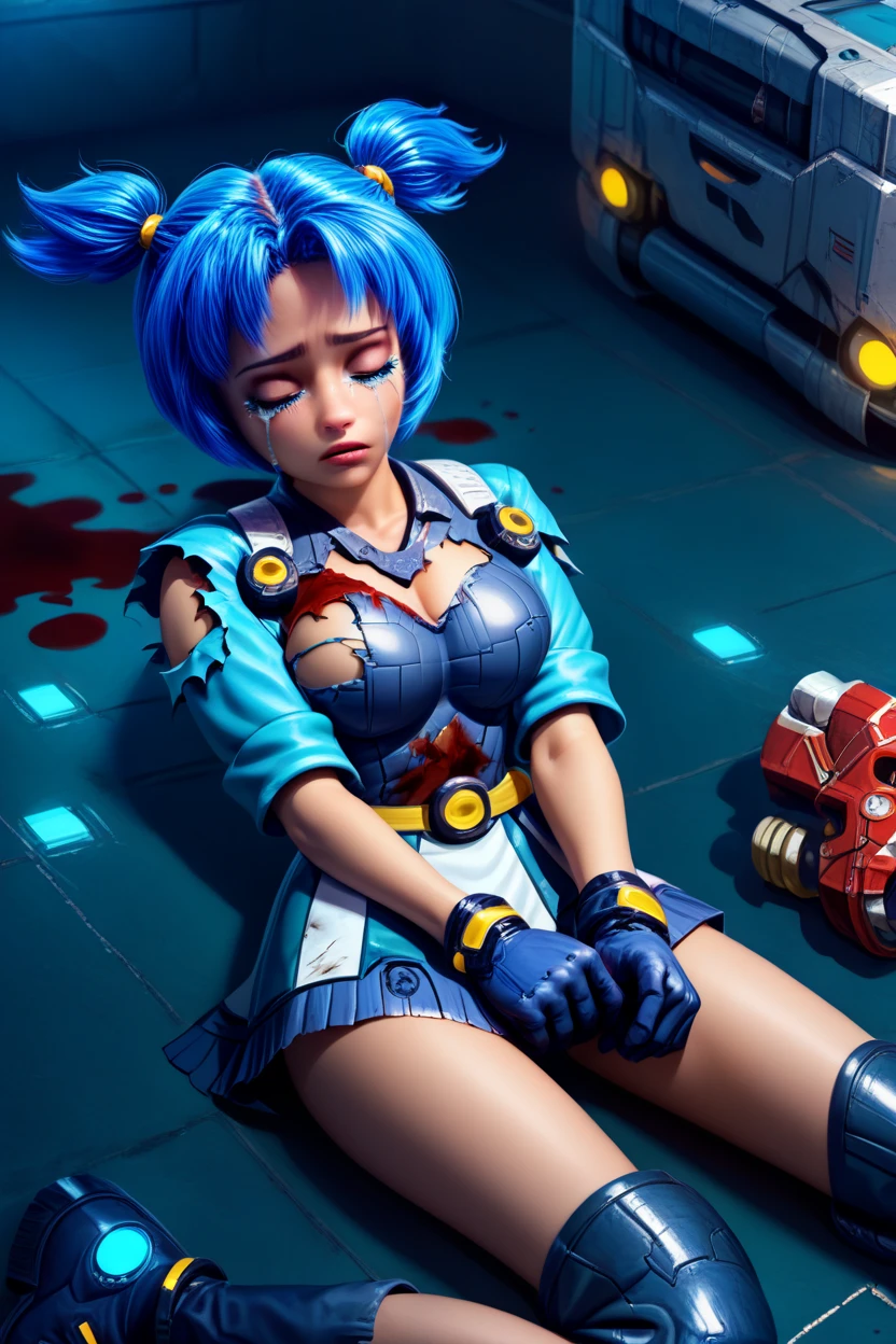 cute (rei ayanami:1.3) is lying (restrained:1.1) on a medical bed, (attached to diagnostic machines:1.1). her plug suit is ripped and her breasts are visible. (bloodied and battered:1.4), captivating eyes, generous mouth, crying. (skinny:1.4), (flat chest:1.4), hard nipples, (restrained:1.3). blue hair pageboy.
-
(dynamic pose:1.1), (dynamic view:1.2)
-
indoors, background is sci fi medical lab
-
(masterpiece, best quality) (dark with spot lights) cinematic lighting, masterwork lighting, masterwork composition, intricate details, concept art. rendered raytracing, in the style of artgerm and greg rutkowski and gerald brom. volumetric fog.
-
cold colors <lora:torn:1> torn clothes (torn white and blue plug suit:1.1).